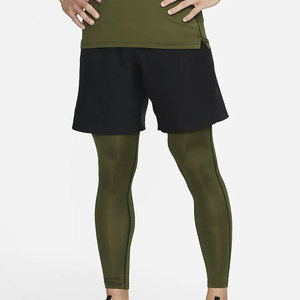 <b>Men</b> Full Length <b>Compression</b> <b>Leggings</b> Solid Olive Green Spandex Nylon Elastic Waistband - Product Image 3