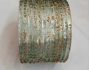 Bracelets en verre goutte de pluie de qualité supérieure pour filles - Texture transparente à pois dorés, style unique, disponibles en 25 couleurs, qualité supérieure - Product Image 1