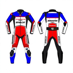 Traje de Motociclismo de Cuero Vacuno/Canguro Personalizado para Hombre, Mono de Una Pieza, Traje de Piloto, Protector OEM CE - Product Image 1
