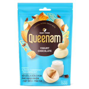 Fabrication de Snacks Professionnels de Qualité OEM/ODM : Dragées au Chocolat HALAL, Amandes, Noix de Cajou et Noix de Macadamia enrobées de chocolat au yaourt, 150g - Product Image 1