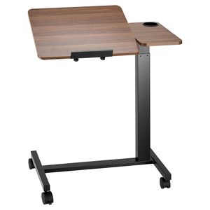 Tavolino da Letto Mobile Regolabile in Altezza e Angolazione con 4 Ruote, Scrivania per Laptop e Portabicchieri - Product Image 1