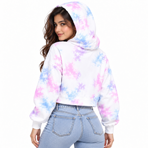 Sudadera cómoda de forro polar premium con capucha corta para mujer, material suave para un uso diario informal y relajado, sudaderas cortas con capucha para mujer. - Product Image 2