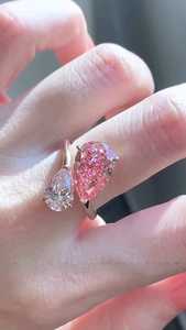 Anillo Toi Et Moi de Oro Sólido de 14K con Diamante Rosa Corte Pera de 1.00CT Cultivado en Laboratorio, Moderno y Elegante, para Celebraciones de Boda y Fiestas para Amantes - Product Image 2
