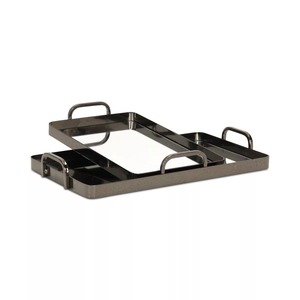 Plateau de service en aluminium poli Jaffs Exports JE464, forme irrégulière, motif feuille gravé, pour fruits, compatible micro-ondes, décoration - Product Image 5