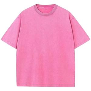 T-shirts surdimensionnés roses en coton personnalisés pour hommes, grande taille, sur mesure, haute qualité, effet délavé - Product Image 4
