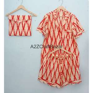 Conjunto de Pijama de Algodón 100% para Mujer, Estampado Digital Floral Vintage Romántico, Manga Corta, Cierre de Botones, Suave para Todas las Temporadas - Product Image 6