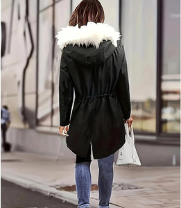 Chaqueta Acolchada con Capucha Unisex para Invierno, con Forro de Piel Sintética, Abrigo Largo de Lona, Resistente al Viento, Informal, Grueso, de Poliéster - Product Image 4