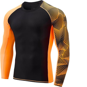 Chemise de compression à manches longues pour homme, imprimé géométrique bleu, séchage rapide, pour la remise en forme, l'entraînement et les activités sportives - Product Image 4