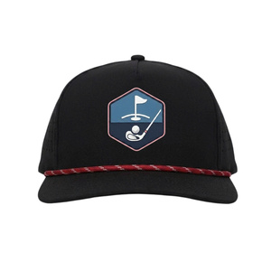 Casquette de baseball snapback à 5 panneaux, visière plate, avec logo personnalisé en PVC, patch en caoutchouc, trous découpés au laser, cordon, pour le golf et le tennis, avec tissu imperméable - Product Image 1