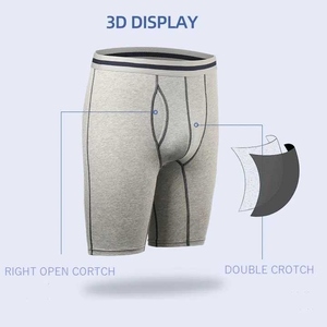 Men's Solid Color Breathable <b>Compression</b> Shorts Mid Waist Elastic Waist Knitted Spandex Cotton Casual Style - Product Image 4