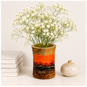 Jarrón de Flores de Madera Hecho a Mano con Esmalte Degradado, Jarrón Decorativo Moderno de Madera de Mango para la Sala de Estar, Decoración del Hogar - Product Image 3