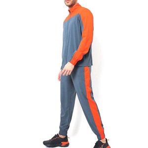 Survêtement homme gris et orange à blocs de couleur, col zippé intégral ou demi-zippé, coupe sportive régulière, en polyester et coton, pour l'automne - Product Image 4