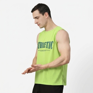 Débardeur vert sans manches pour homme, col rond, 100 % coton, uni, respirant, style streetwear, décontracté, sportswear, 180g - Product Image 4