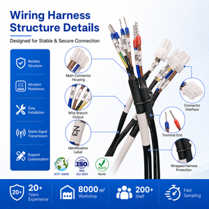Harnais de câblage industriel multi-cœurs personnalisé avec connecteurs JST et bornes étiquetées pour systèmes de contrôle - Product Image 5