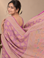 Sari en crêpe Georgette Banarasi, motif floral Zari Meenakari, tenue de soirée traditionnelle pour femme, longueur au sol, coupe classique