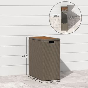 "17 Gallon Wicker Deck <b>Storage</b> Box with Acacia Wood Top for Patio <b>Cushions</b> & Garden Tools" - Product Image 3