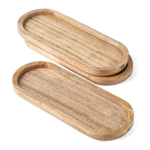 Ensemble de 3 plateaux de service en bois personnalisés, plateaux ovales en bois de manguier de qualité alimentaire pour la présentation des aliments, planches à collation, fruits et sushis - Product Image 2