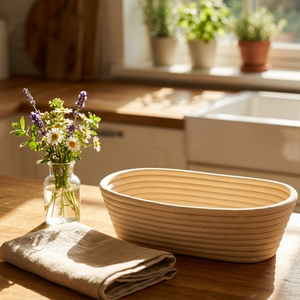 Natural Rattan Oval <b>Bread</b> Proofing <b>Basket</b> for Sourdough Baking Dough Brotform Bowl with Linen Liner - Product Image 6