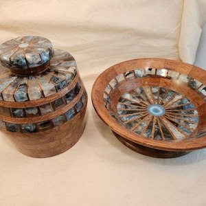 Resin wood bowl handmade <b>epoxy</b> decorative fruit bowl modern home decor glossy finish <b>table</b> centerpiece - Product Image 4