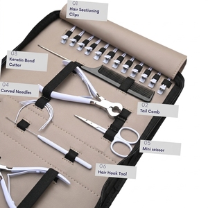 Kit d'accessoires professionnels pour extensions de cheveux : Ouvre-micro-anneaux, Pince, Outil de pose pour extensions adhésives, Dissolvant de colle, Aiguilles courbées, Pinces - Product Image 4