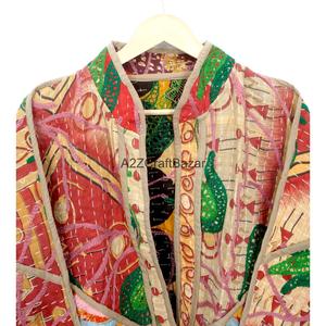 Indian Handmade Vintage Kantha <b>Jacket</b> - Designer Boho Hippie Coat ,Quilted 100% Cotton Kantha <b>Jacket</b> - Product Image 2