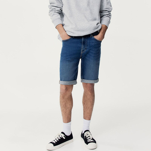 Jorts de mezclilla holgados de cintura media con cremallera, 100% algodón, lavado ligero descolorido, bordado 3D personalizado, resistentes al viento, 2026 - Product Image 1