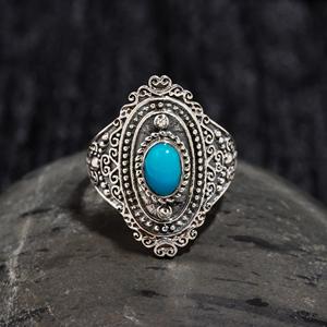 Premium Quality Top Selling Solid 925 Sterling Silver Natural <b>Turquoise</b> Oval Bezel Setting Wedding <b>Ring</b> At Factory Price - Product Image 2