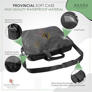 Masonic <b>Apron</b> Soft Case with Zipper Closure Gold Square Compass G Emblem Lightweight <b>Black</b> Provincial Soft case - Cordura - Product Image 6