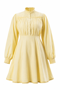 Vestido Corto Bohemio de Algodón, Sencillo, para Fiesta de Verano, Manga Larga, Cintura Natural, Color Sólido, Ecológico, Transpirable, para Mujer - Product Image 3