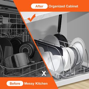 Adjustable Wire Divi Pan Pot <b>Rack</b> Expandable Pull Out Cabinet Organizer for Cookie Sheet <b>Baking</b> Pans Tray Organization - Product Image 4