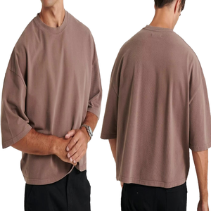 Camiseta Moderna Oversize de Algodón con Hombros Caídos, Estilo Urbano, Ajuste Holgado, Unisex, Tendencia de Verano, Suave, Transpirable, Color Liso, Casual Diario - Product Image 3