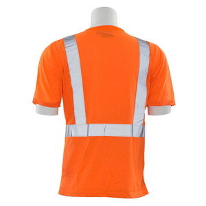 เสื้อยืดนิรภัยสำหรับผู้ชายคุณภาพสูง ผลิตตามสั่ง (OEM) แบรนด์ส่วนตัว สีส้ม-ดำ แถบสะท้อนแสง โพลีเอสเตอร์ - Product Image 5