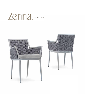 Modern Outdoor <b>Dining</b> Chair Aluminum Frame Woven Rope Waterproof Cushioned Seat for Hotel Villa Poolside & Patio - Product Image 1
