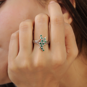 Bague asymétrique en émeraude 100 % authentique, pierre de naissance de mai, bijoux fins, prix de gros pour fabricants – Meilleures ventes - Product Image 2