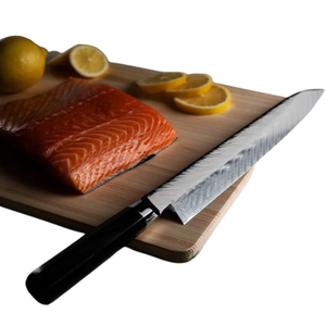 10.5 Inch Yanagiba <b>Slicing</b> <b>Knife</b> Dual Core Damascus Steel Sharp Japanese Style Blade with Black Pakkawood Handle and Wooden Saya - Product Image 6