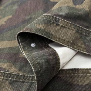 Gilet en jean clouté camouflage personnalisé pour homme, sans manches, style militaire streetwear, veste boutonnée, OEM ODM, vente en gros, usine - Product Image 4