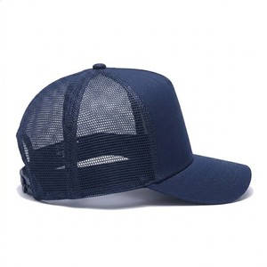 Unisex <b>Navy</b> Blue Mesh Trucker <b>Hat</b> 6-Panel Adjustable Curved Brim Casual Cap Spring Summer Breathable Outdoor Wear - Product Image 2