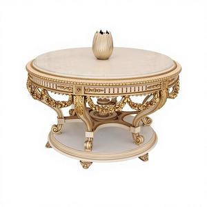 Handcrafted Solid Wood Coffee <b>Table</b> with Antique Gold Finish Traditional Movable Accent Furniture for Living Room Eco-Friendly - Product Image 1