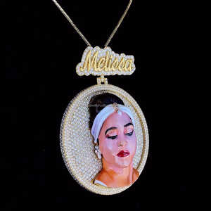 2025 nouvelle tulipe glacé nom personnalisé caution Photo personnalisée 3D pendentif personnalisé charme émail Hip Hop bijoux - Product Image 3