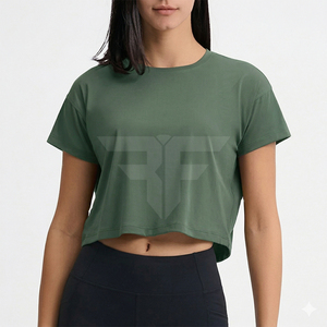 T-shirts courts décontractés pour femmes, respirants, 100% coton, logo personnalisé, manches courtes, tops courts d'été - Product Image 1