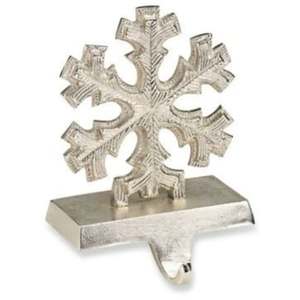 Custom Christmas Stocking Holder Silver Snowflake <b>Mantel</b> Hook Heavy Duty <b>Fireplace</b> Hanger Metal Holiday Stocking Display Stand - Product Image 1