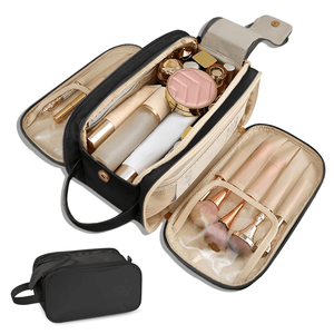 Borsa da Viaggio per Trucchi di Grande Capacità, Organizer Piatto Impermeabile in PU, Borsa per Cosmetici - Product Image 1
