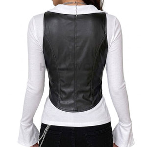 Chaleco de Cuero para Mujer, Impermeable, Ligero, Estilo Urbano, Ajuste Cómodo, Look Moderno para Uso Diario Informal - Product Image 2