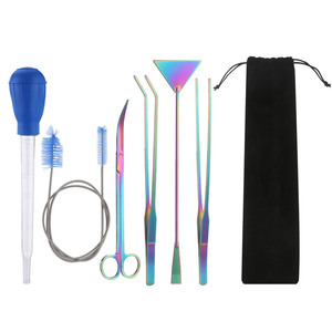 <b>Heavy</b> <b>Duty</b> Stainless Steel Aquascaping Set Planted Fish Tank Trimming Scissors Curved Tweezers Cleaning Maintenance <b>Tools</b> - Product Image 1