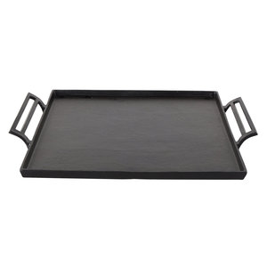 Bandeja de Servir Moderna de Metal Negro con Asas, Rectangular, Decorativa para Cocina, Comedor, Decoración del Hogar y Mesa de Centro - Product Image 1