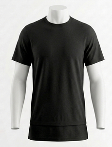 เสื้อยืดแขนสั้นคอกลมสีดำสำหรับผู้ชาย ทรงปกติ สีพื้น สไตล์ลำลอง ผ้าเจอร์ซีย์คอตตอน 100% - Product Image 1