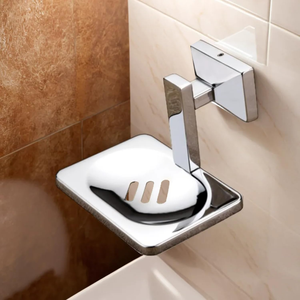 Wall Mounted Metal Soap Dish Chrome Finish Rectangular Soap Holder <b>Bathroom</b> Wall Mount Soap <b>Tray</b> - Product Image 1