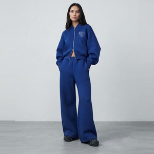 <b>Women's</b> Plus Size Double Zipper 2-in-1 Design Heavyweight Loose Fit Tracksuit Set Wide Leg Sweatpants Casual Winter - Product Image 1