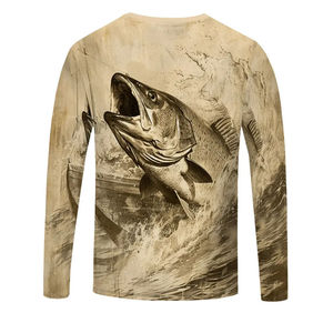 T-shirt de pêche à manches longues pour homme, col rond, séchage rapide, en coton/fibre de bambou, tricoté, imprimé numériquement - Product Image 3