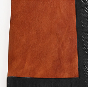 Rodeo English Chaps para Hombre, Cuero Genuino de Vaca, Largos, Negros, con Flecos y Cierre de Hebilla, Accesorio Ecuestre para Montar a Caballo, Modelo F70 - Product Image 5
